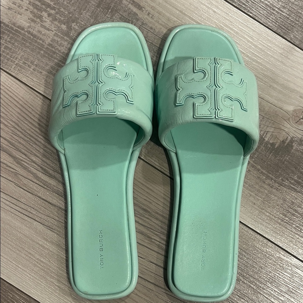 Tory Burch Mint Green Slide Sandals